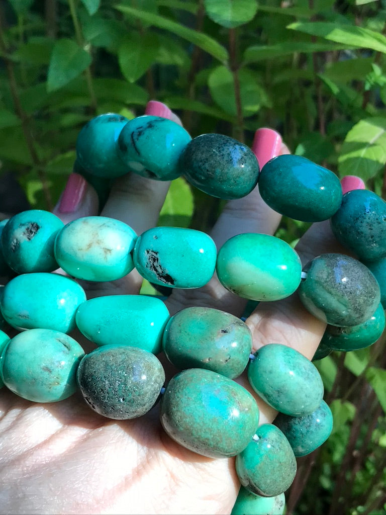 Variscite XL 14-18 mm Natural Crystal Bracelet, Stretchy, Extra Large Beads