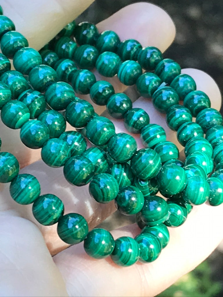 Malachite 5 mm Natural Crystal Bracelet, Stretchy, Small Beads