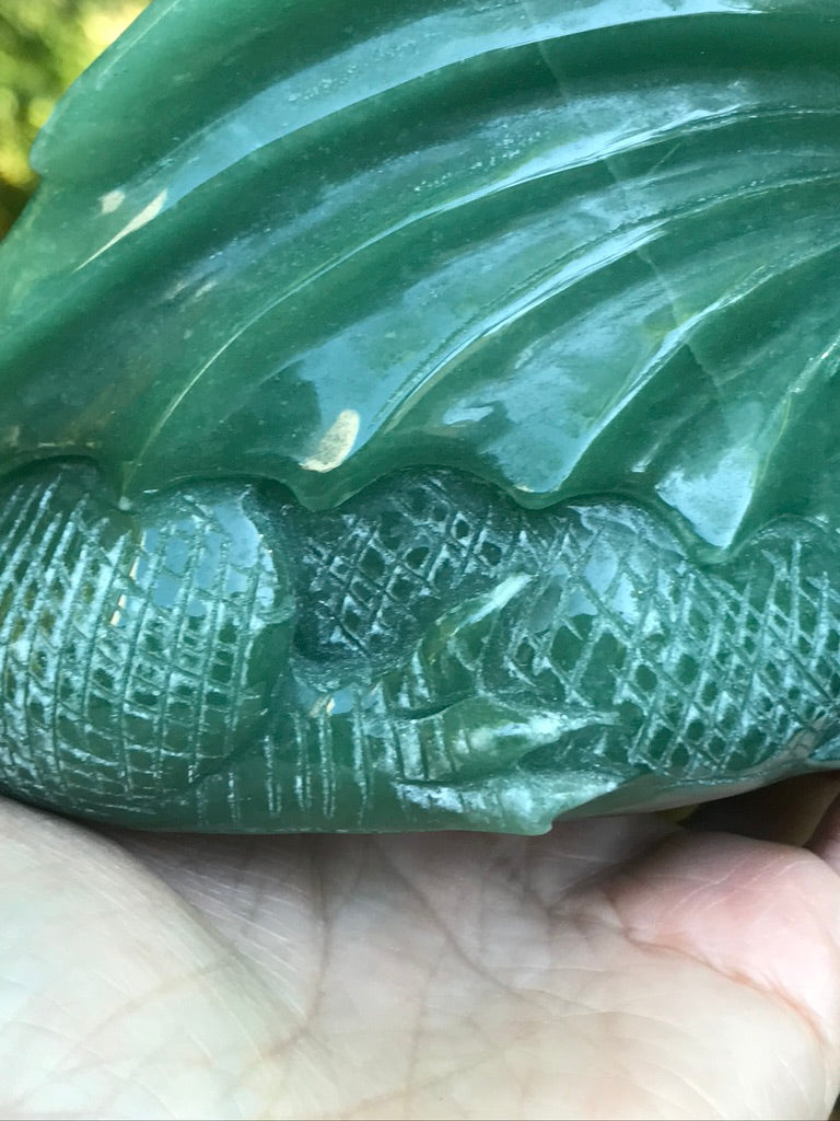 Dragon Carving Bowl, Green Aventurine