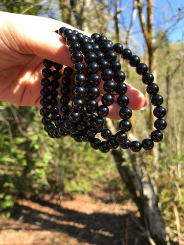 Black Obsidian 8 mm Natural Crystal Bracelet, Stretchy