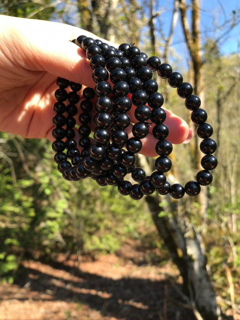 Black Obsidian 8 mm Bracelet for Protection and Boundaries, Stretchy