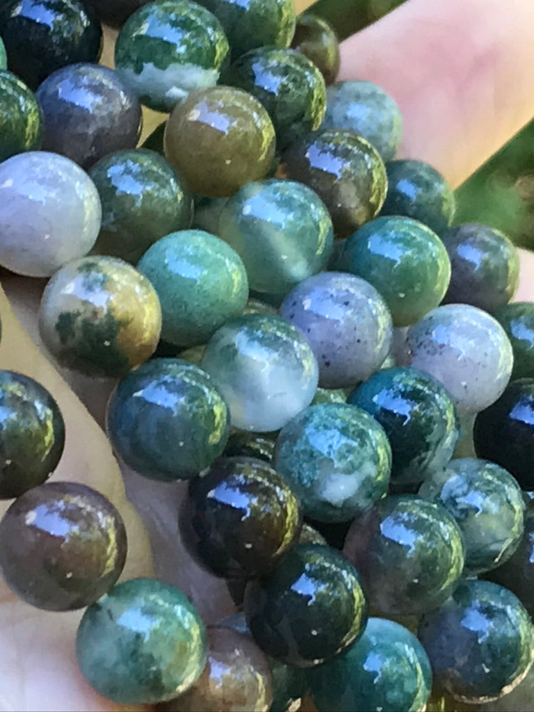 Moss Agate 8 mm Bracelet for Stable Growth, Stretchy