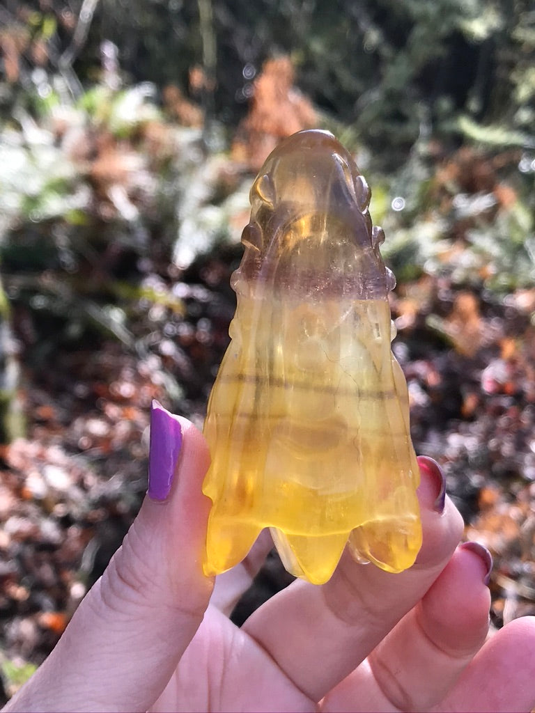 Gemmy Yellow Fluorite Crystal Dragon Head