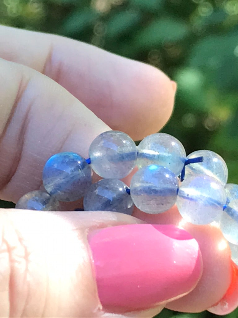 Labradorite 6 mm Natural Crystal Bracelet, Stretchy, Small Beads