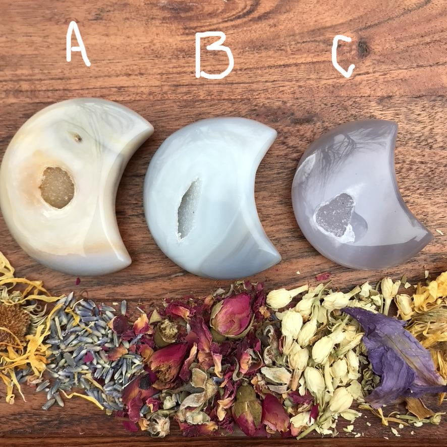 You Pick! Druzy Agate Moon for Anxiety and Focus