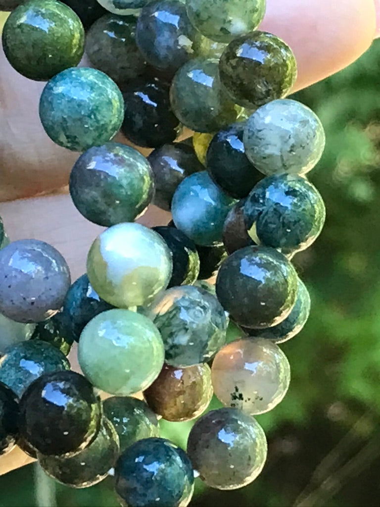 Moss Agate 8 mm Bracelet for Stable Growth, Stretchy