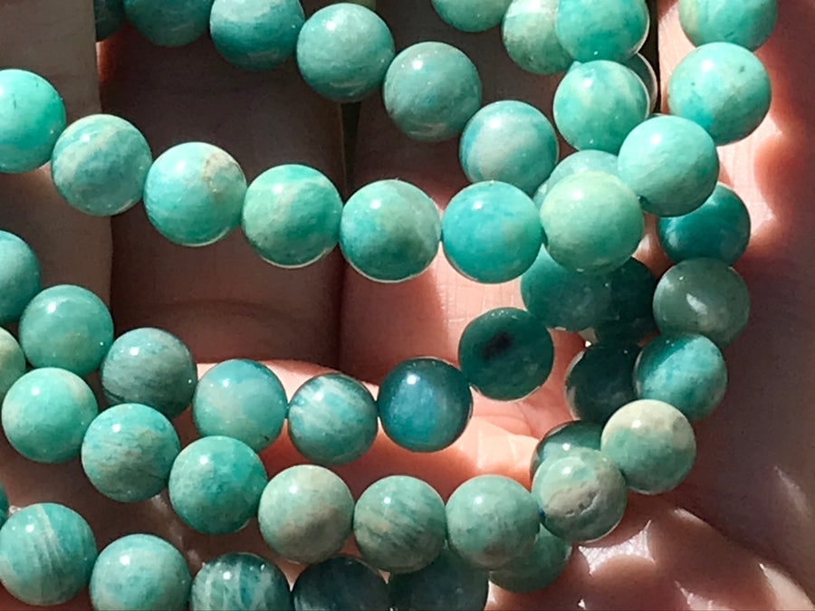 Amazonite 6 mm Natural Crystal Bracelet, Stretchy