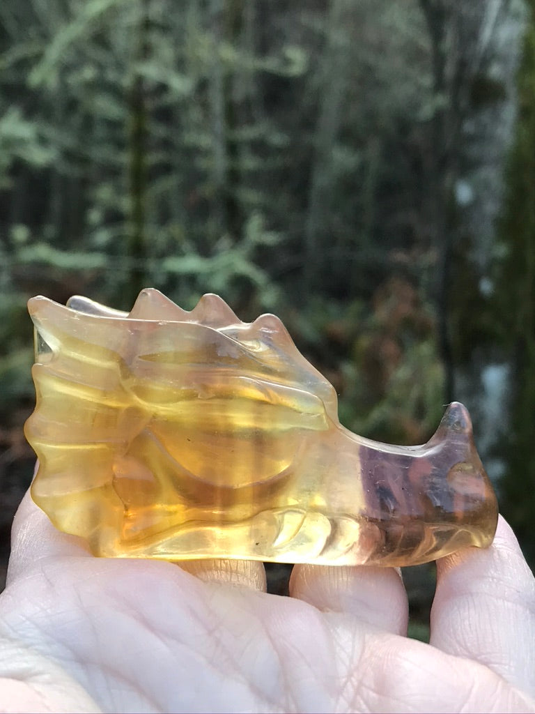 Gemmy Yellow Fluorite Crystal Dragon Head