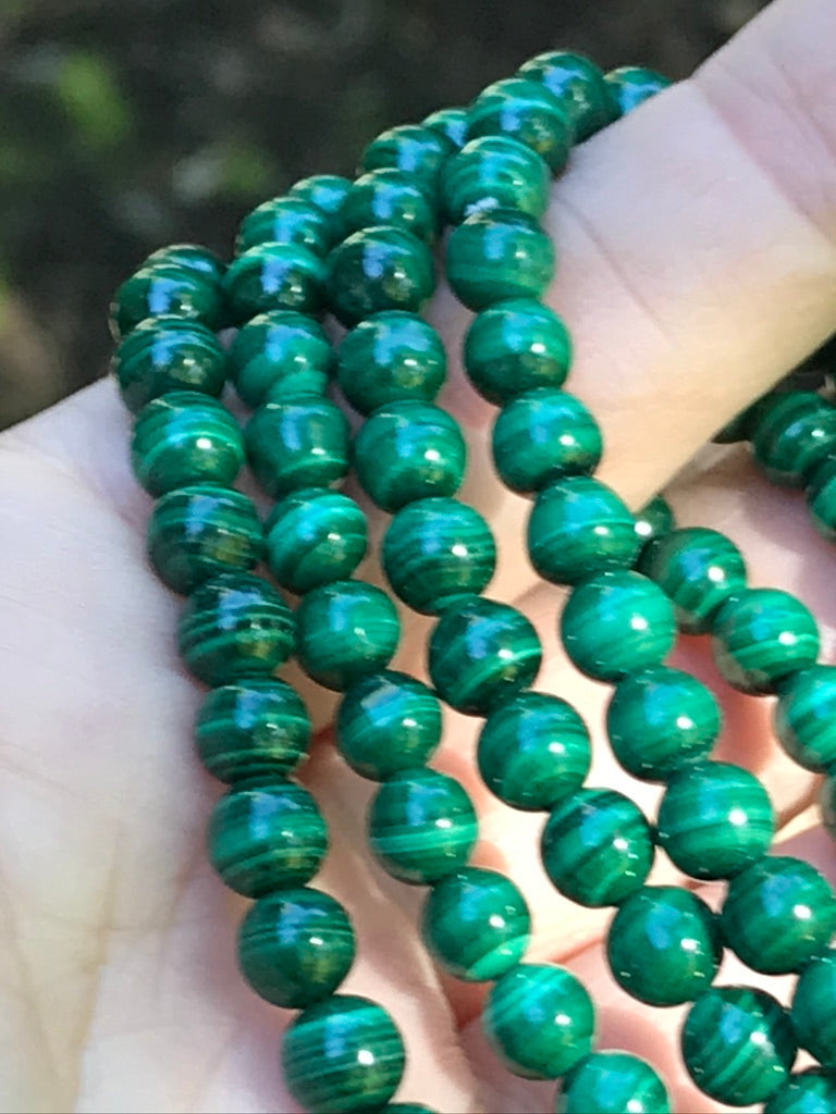 Malachite 5 mm Natural Crystal Bracelet, Stretchy, Small Beads