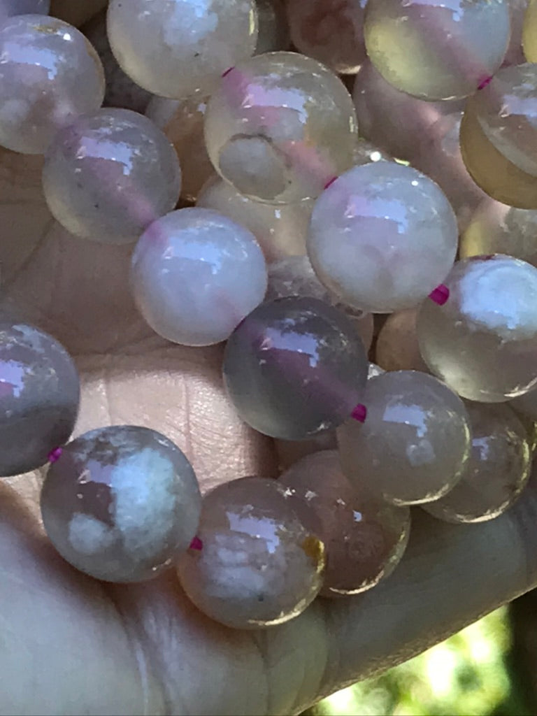 Flower Agate 10 mm High Grade Natural Crystal Bracelet, Stretchy, Large Beads