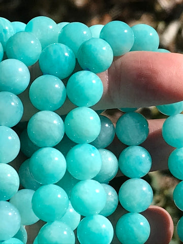 Amazonite 10 mm High Grade Natural Crystal Bracelet, Stretchy, Large Beads