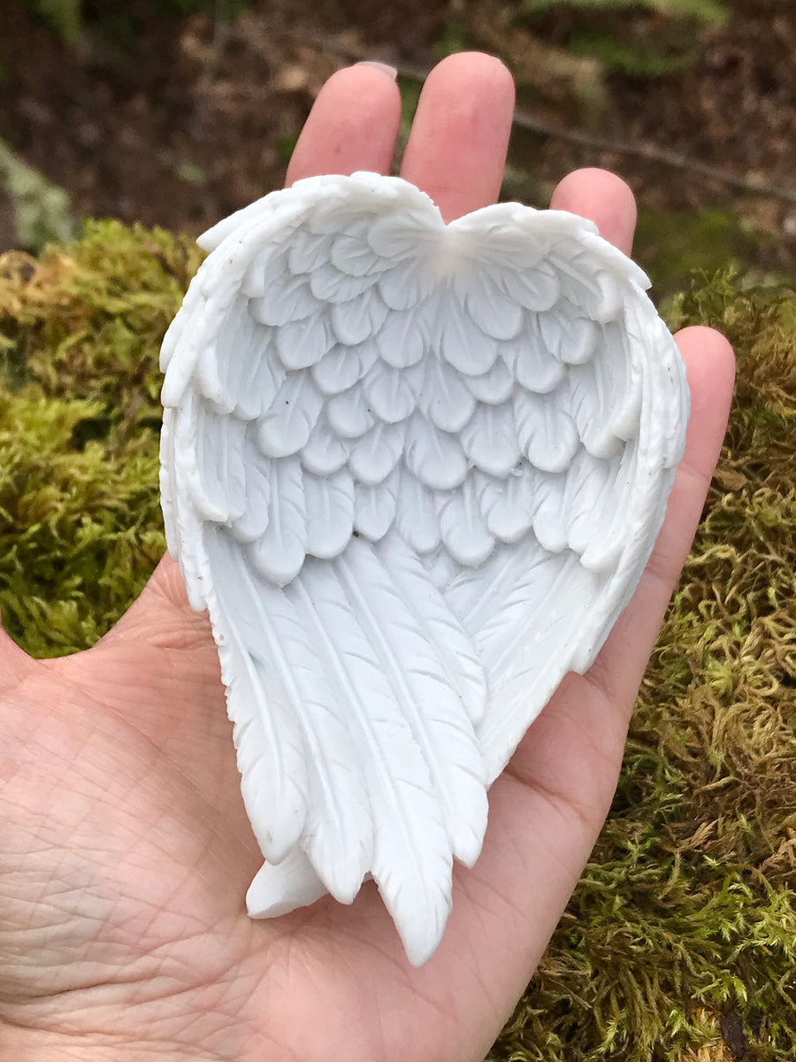White Angel Wings Bowl, Resin, Large