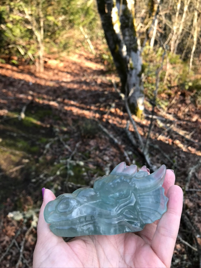 Green Fluorite Dragon for Creativity, Approx 4