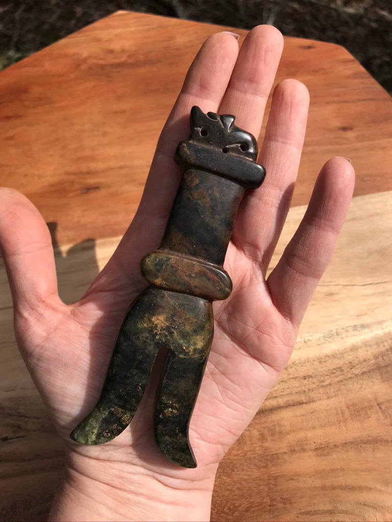 Athame, 5 inches, Jade Stone, Lion Protective Animal Totem