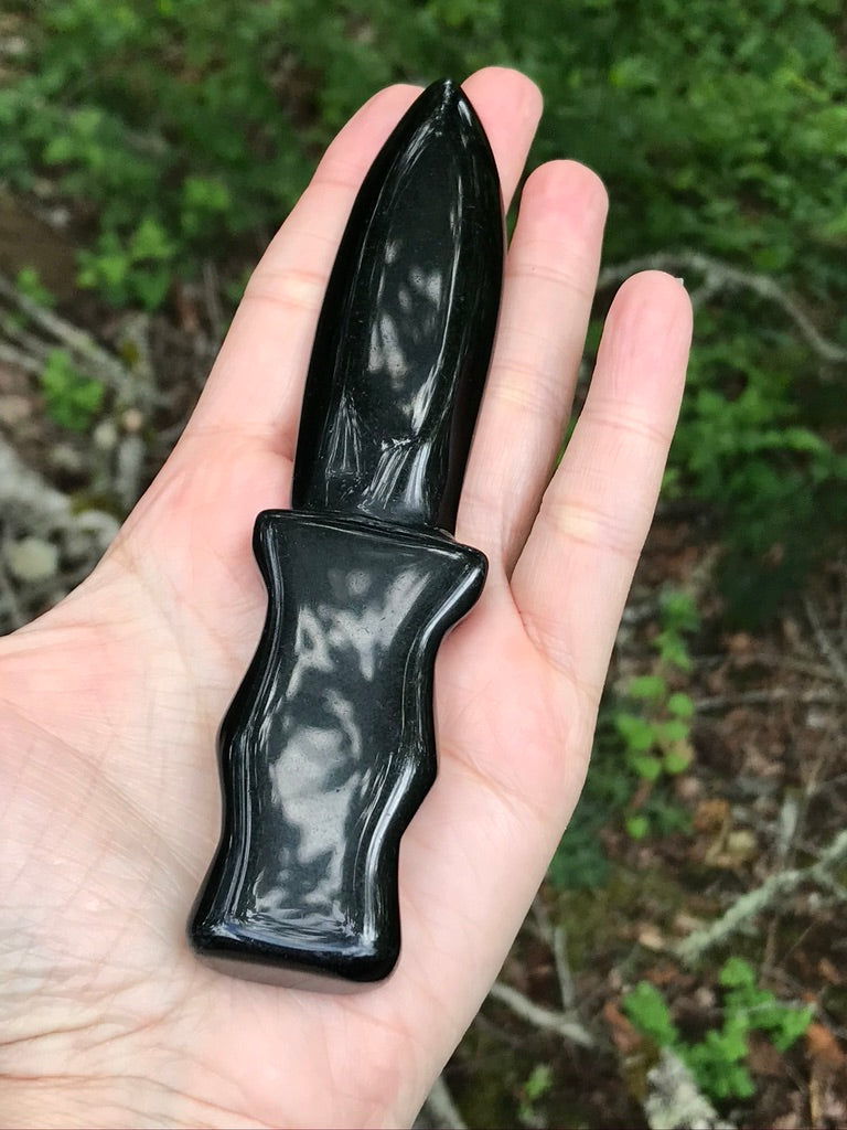 Black Obsidian Athame, Dagger, Ceremonial Knife, Energy Clearing, Grounding