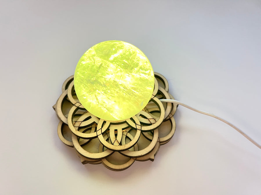 Color Flower of Life Lighted Sphere Stand, COLORED LED Light Stand 4.75