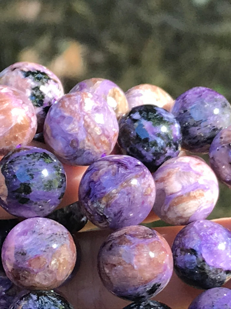 Charoite 12-14 mm Natural Crystal Bracelet, Stretchy, Extra Large Beads