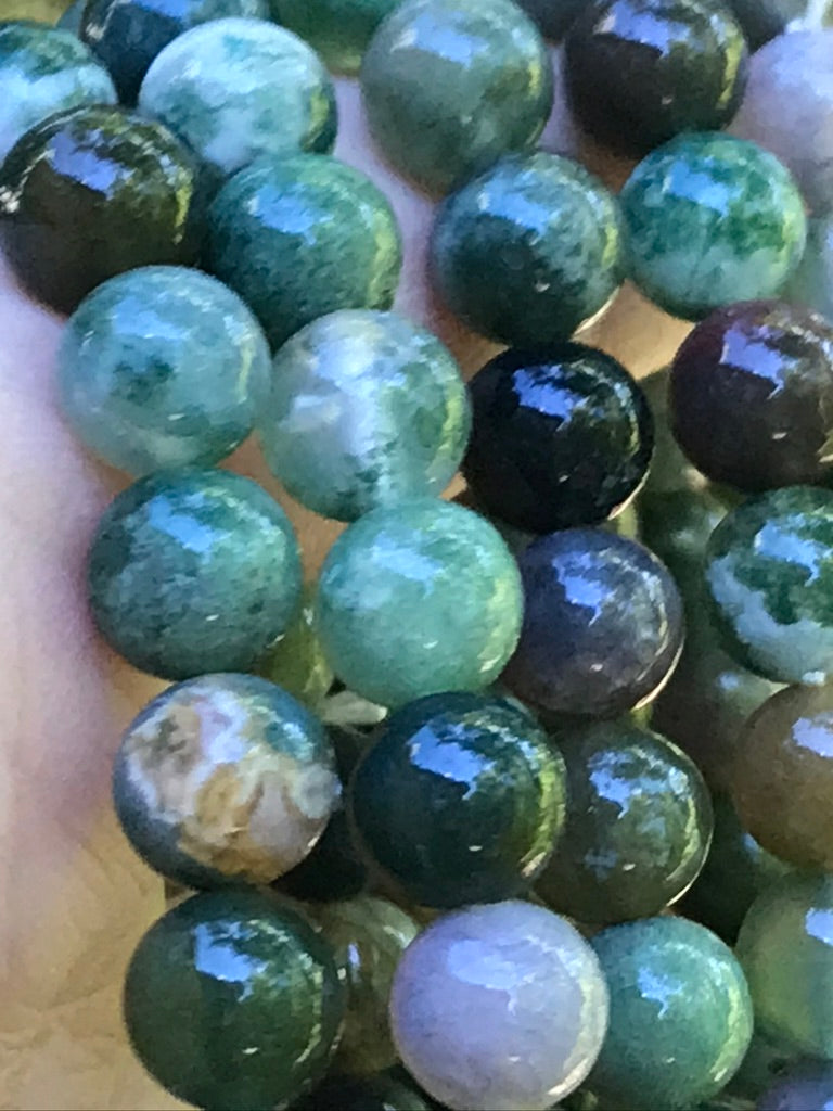 Moss Agate 8 mm Bracelet for Stable Growth, Stretchy