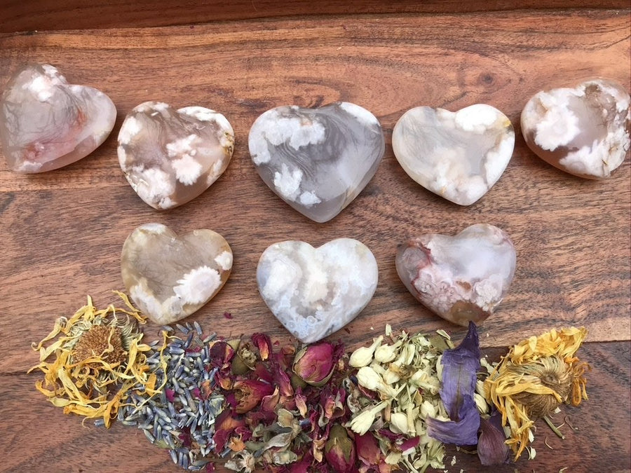 Flower Agate Heart, Large, Choose Favorite