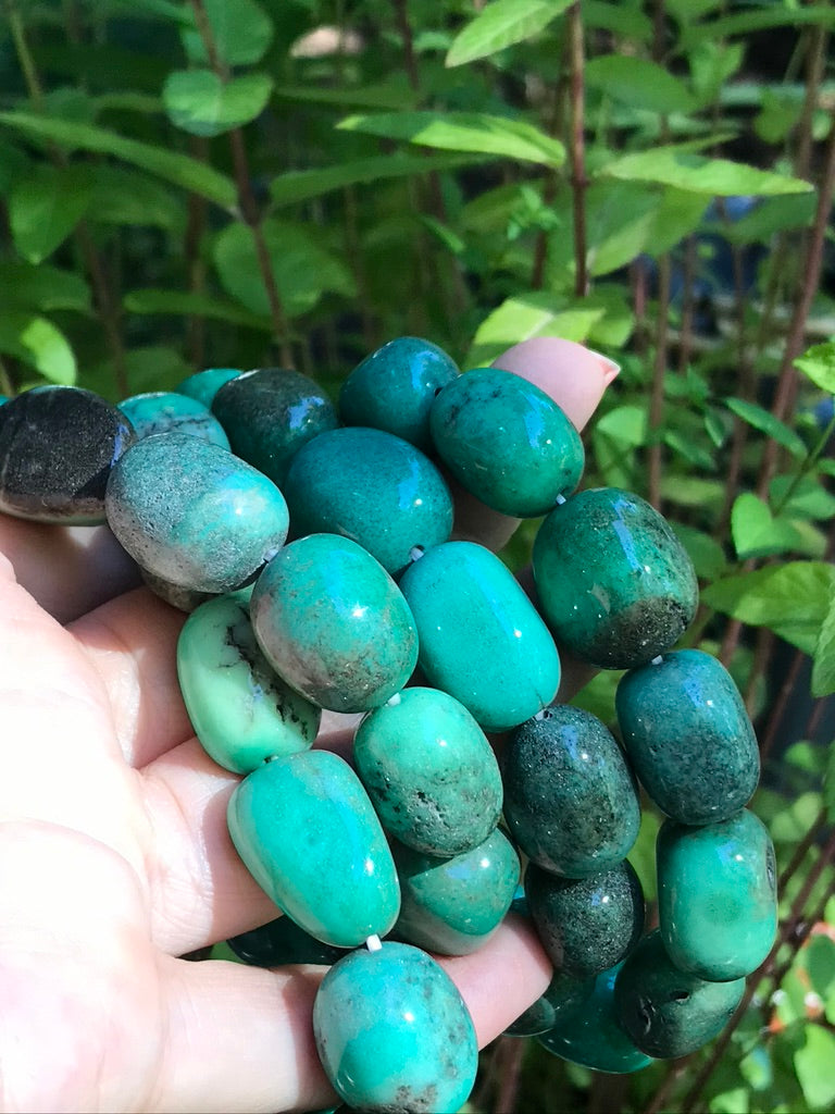Variscite XL 14-18 mm Natural Crystal Bracelet, Stretchy, Extra Large Beads
