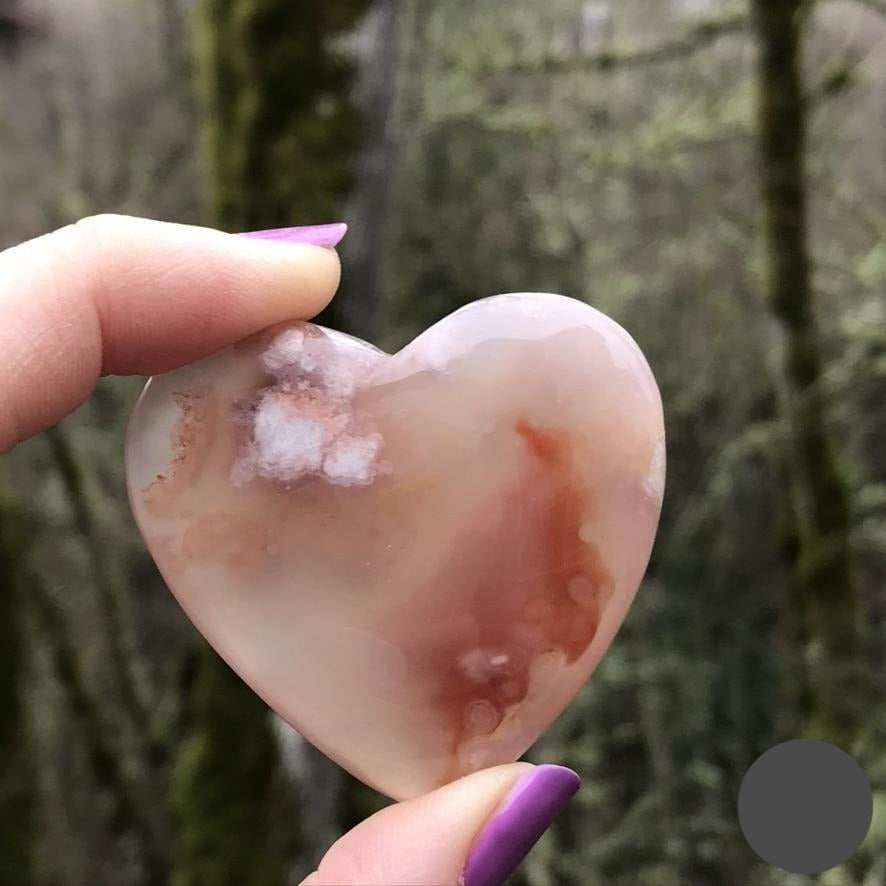 Flower Agate Heart, Large, Choose Favorite