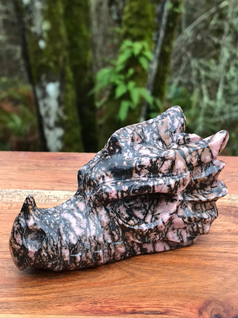 Rhodonite Dragon Head, 4 inch