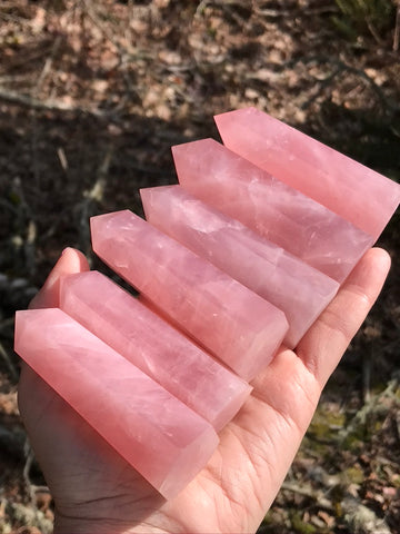 Rose Quartz Point for Love Expansion, 3.5 inch Tower
