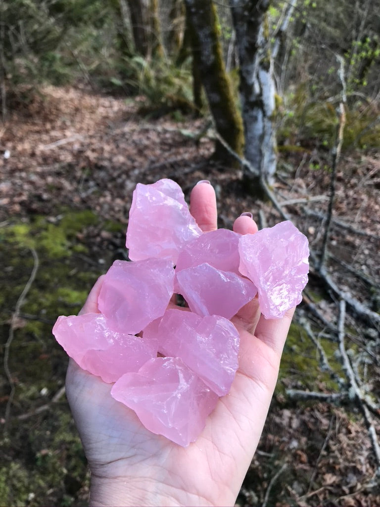 Extra Pink Rose Quartz Raw Chunks, Medium