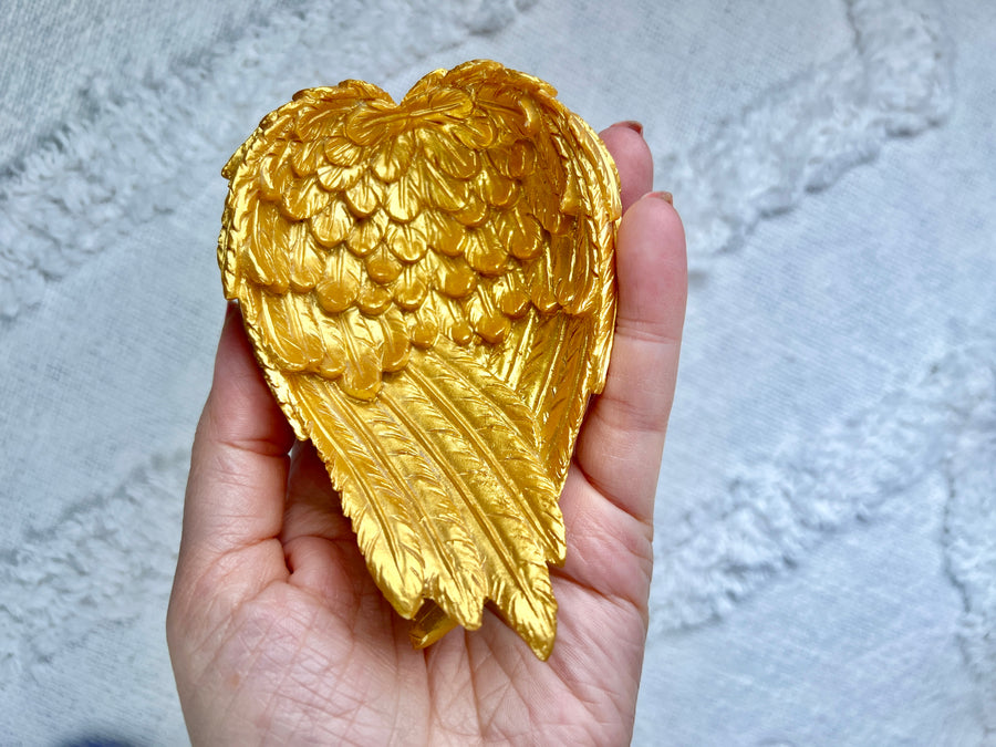 Resin Angel Wings Bowl, Golden Wings