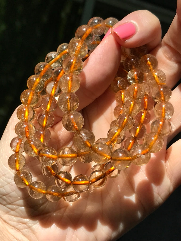 Gold Rutile 8 mm Bracelet for Manifesting, Stretchy, High Quality