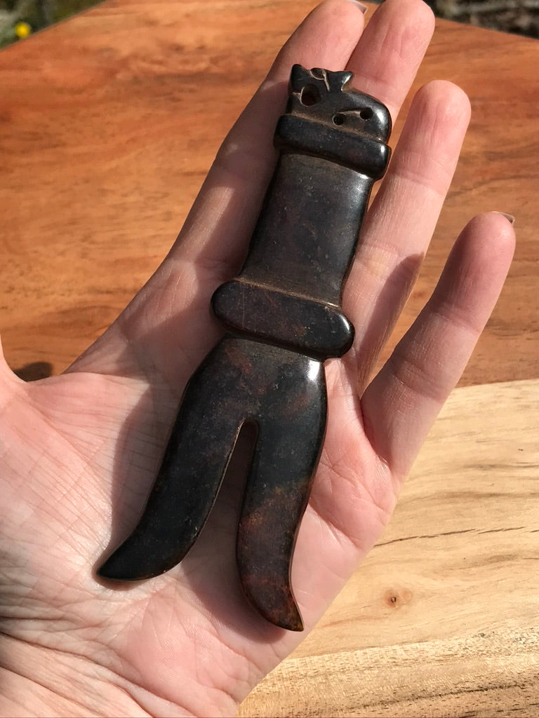Athame, 5 inches, Jade Stone, Lion Protective Animal Totem