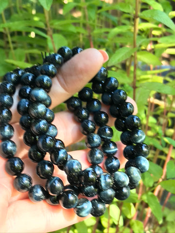 Blue Tiger's Eye 8 mm Bracelet for Blocking Negativity, Stretchy