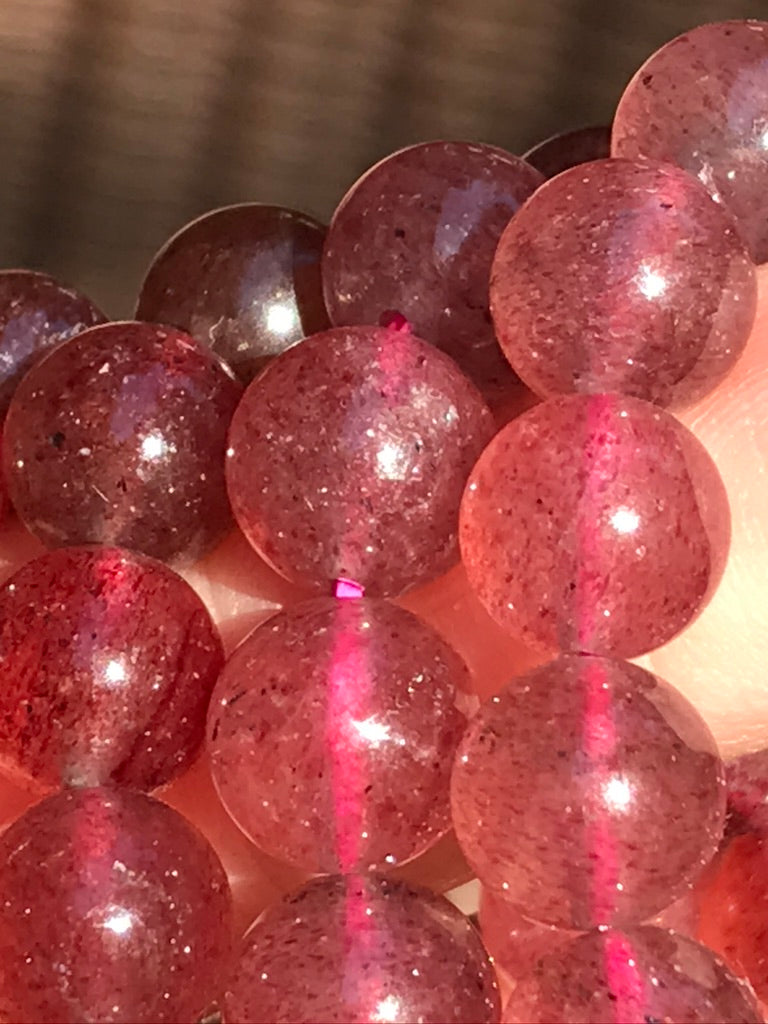 Strawberry Quartz 8 mm Crystal Bracelet, Stretchy, Tanzberry