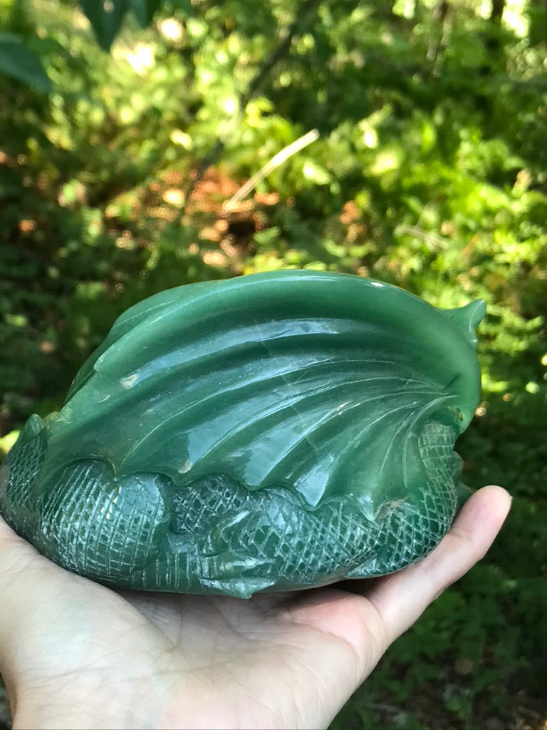 Dragon Carving Bowl, Green Aventurine
