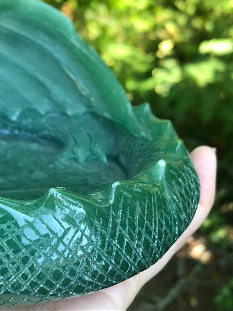 Dragon Carving Bowl, Green Aventurine