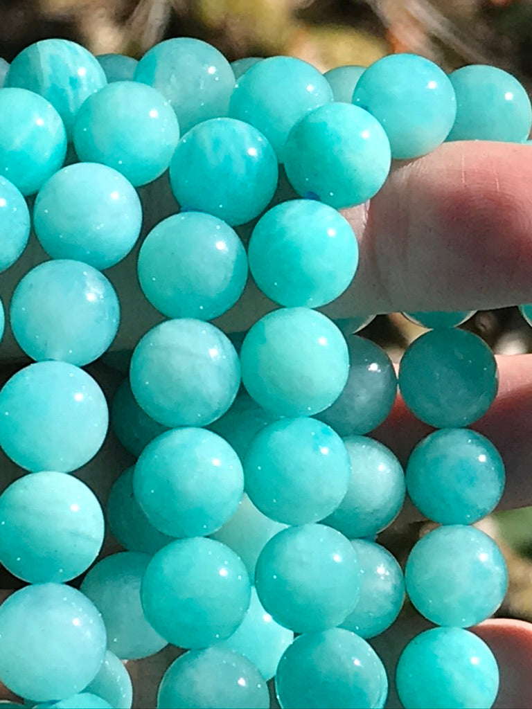 Amazonite 10 mm High Grade Natural Crystal Bracelet, Stretchy, Large Beads