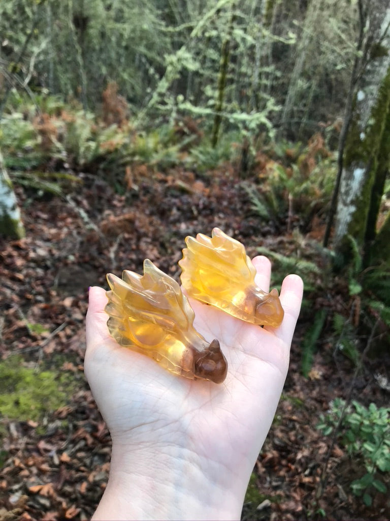 Gemmy Yellow Fluorite Crystal Dragon Head