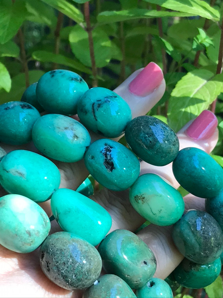 Variscite XL 14-18 mm Natural Crystal Bracelet, Stretchy, Extra Large Beads