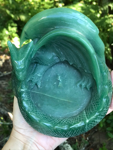 Dragon Carving Bowl, Green Aventurine