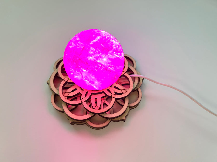 Color Flower of Life Lighted Sphere Stand, COLORED LED Light Stand 4.75