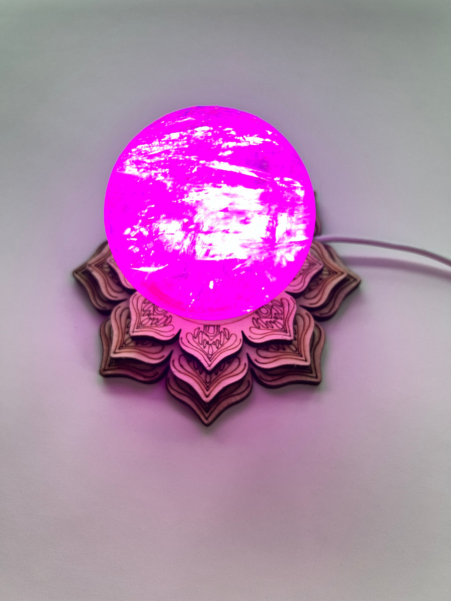 Color Lotus Lighted Sphere Stand, COLORED LED Light Stand 4.25