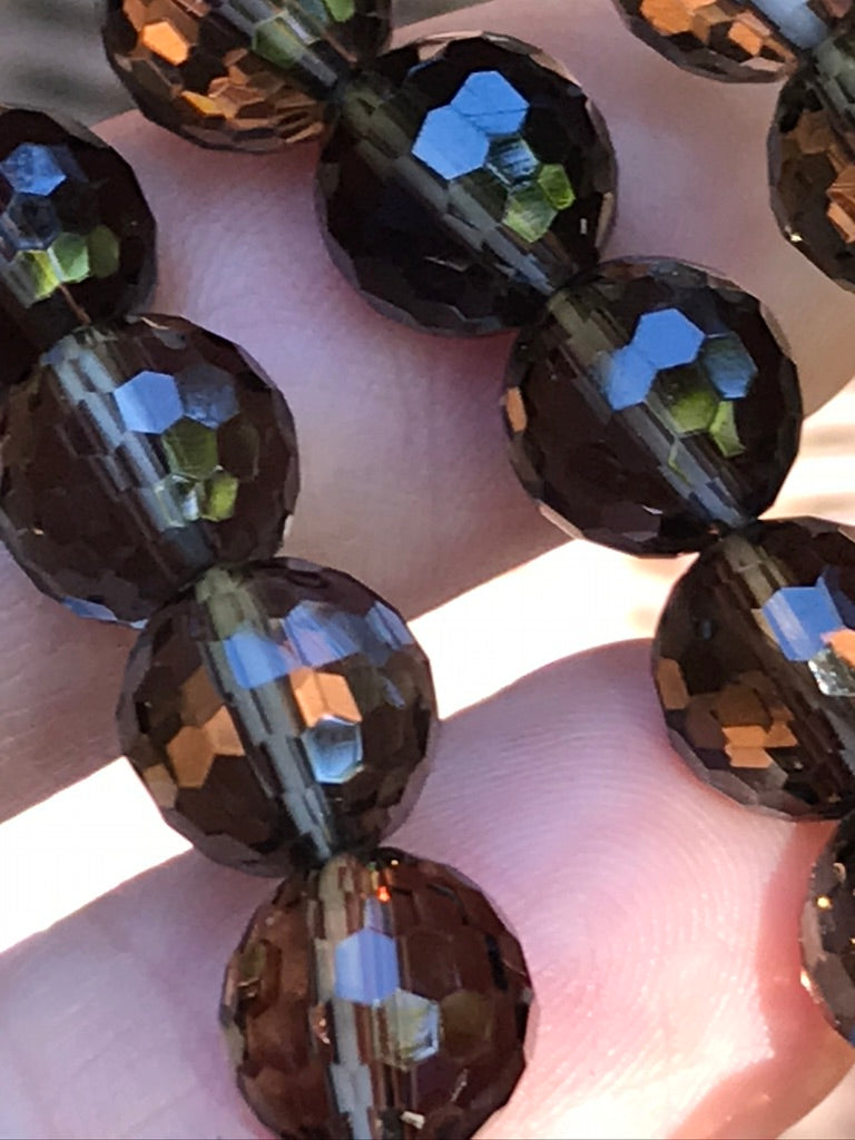 Smoky Quartz Faceted 8 mm Natural Crystal Bracelet, Stretchy