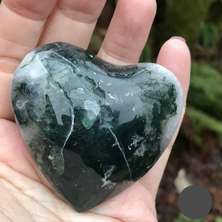 Moss Agate Puffy Heart