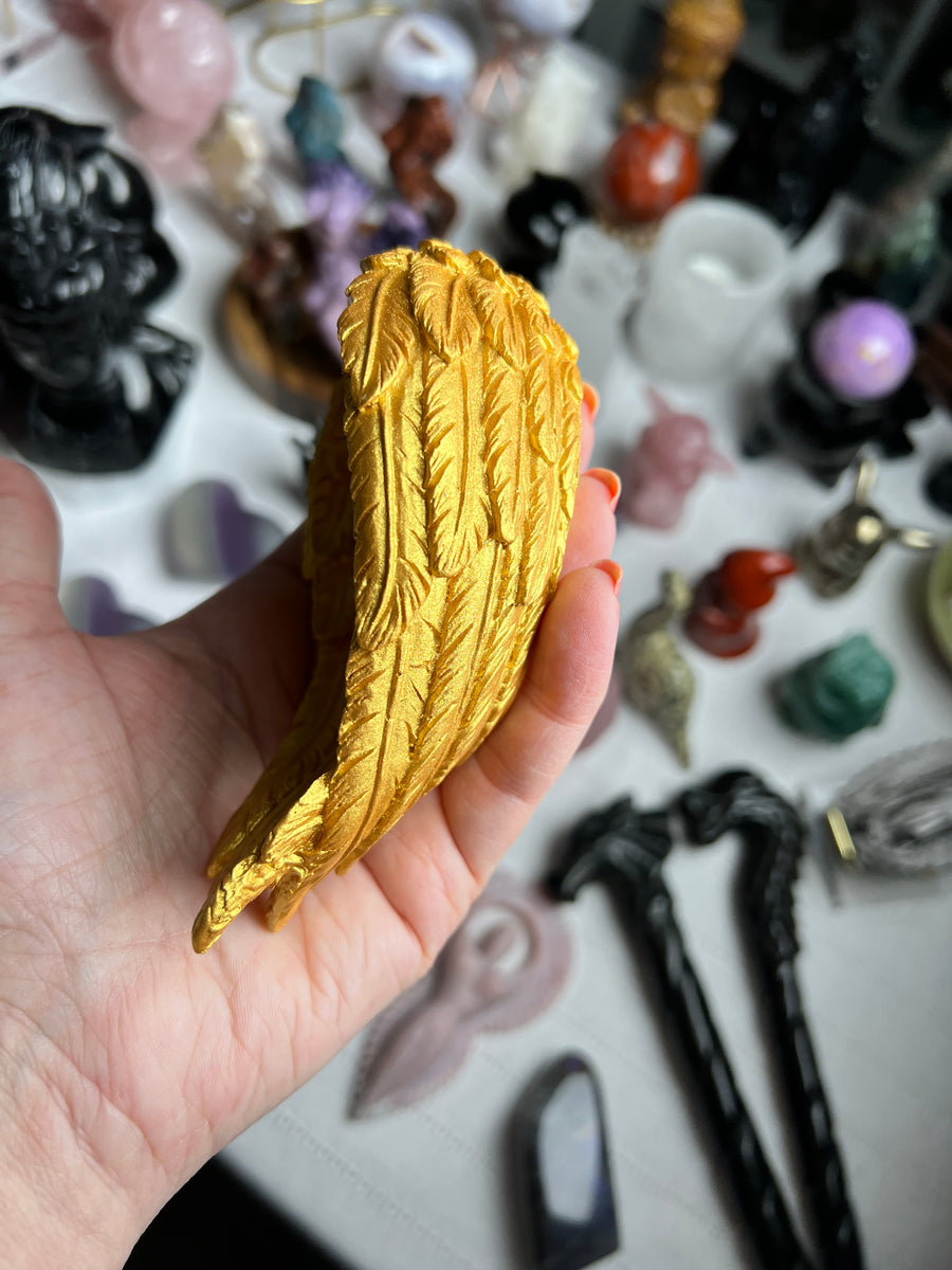 Resin Angel Wings Bowl, Golden Wings