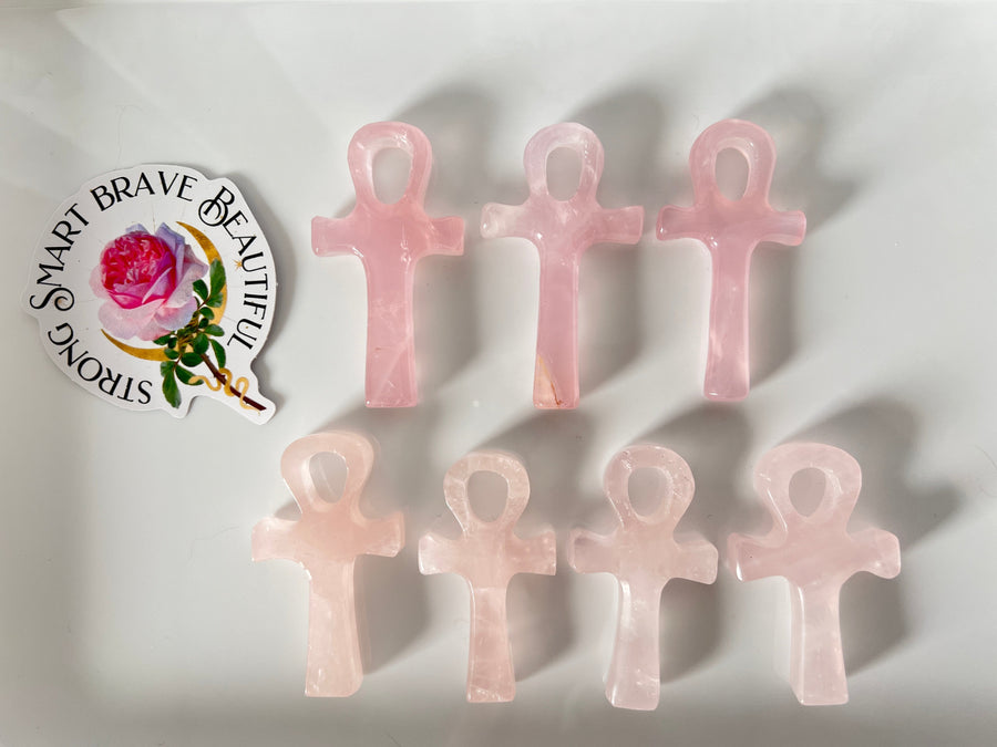 Rose Quartz Ankh for Love Expansion, 3 Inch