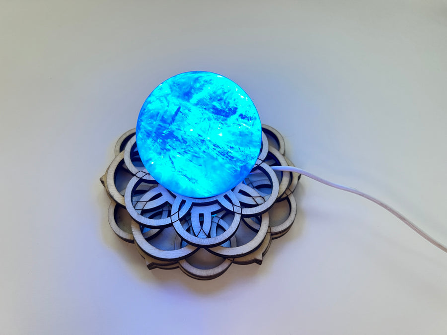 Color Flower of Life Lighted Sphere Stand, COLORED LED Light Stand 4.75