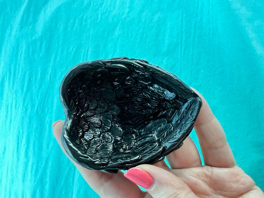 Black Raven Wings Bowl, Resin, Small, Angel Wings