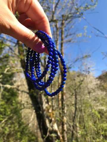 Lapis Lazuli 4.5 mm Bracelet for Wisdom, Stretchy, Small Beads