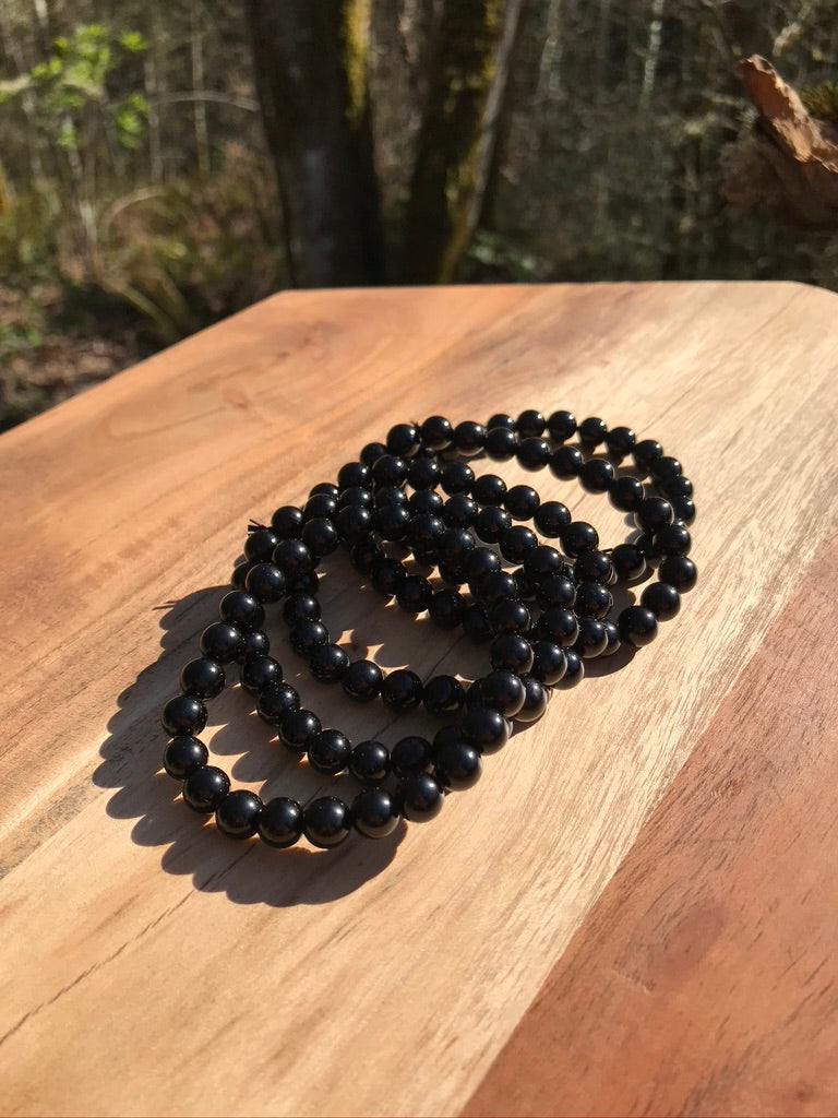 Black Obsidian 8 mm Natural Crystal Bracelet, Stretchy