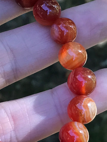 Carnelian 10 mm Natural Crystal Bracelet, Stretchy, Large Beads